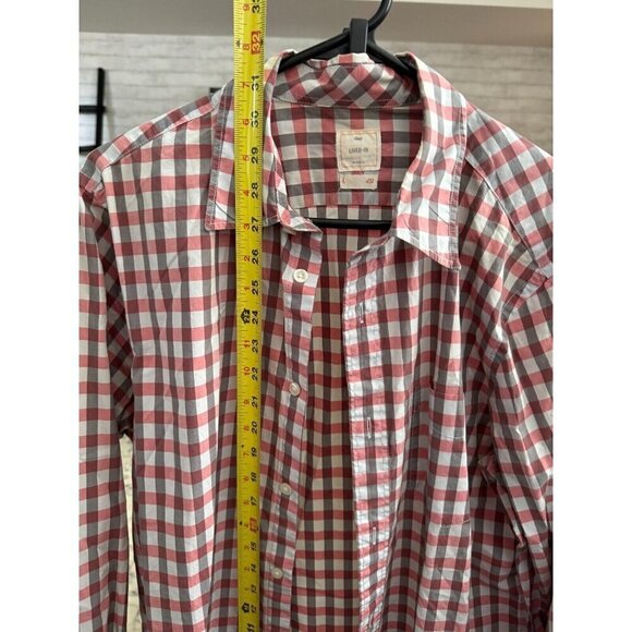 GAP Lived-In Men's Pink & Gray Buffalo Check Plaid Button-Up Shirt Size L - Picture 4 of 5